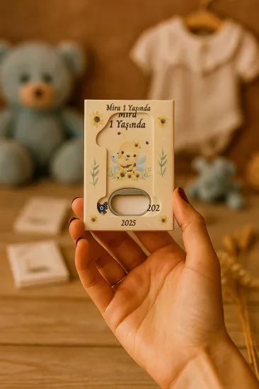 Kutulu 1 Yaş Açacak Magnet | Bebek, Doğum Günü & Baby Shower Hediyesi