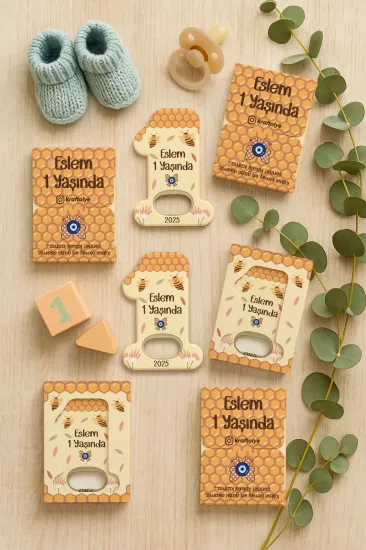 Kutulu 1 Yaş Açacak Magnet | Bebek, Doğum Günü & Baby Shower Hediyesi