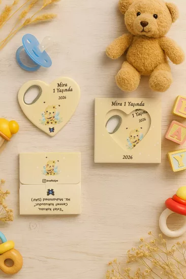 Yeni Doğan, Baby Shower ve Doğum Günü Kutulu Kalp Açacak Magnet