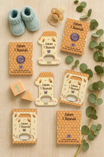 Mühürlü Kutulu 1 Yaş Açacak Magnet | Kişiye Özel Bebek Hediyesi