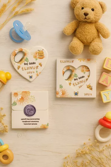 Mühürlü Kutulu Kalp Açacak Magnet | Baby Shower, Yeni Doğan ve Özel Gün Hediyesi