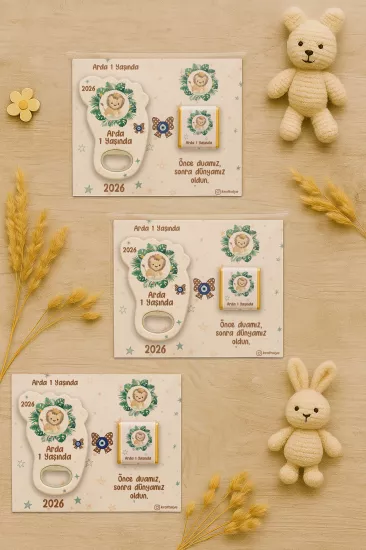 Yeni Doğan Bebek, Doğum Günü, Baby Shower, Diş Buğdayı Hediyesi Çikolatalı Ayak İzi Açacak Magnet