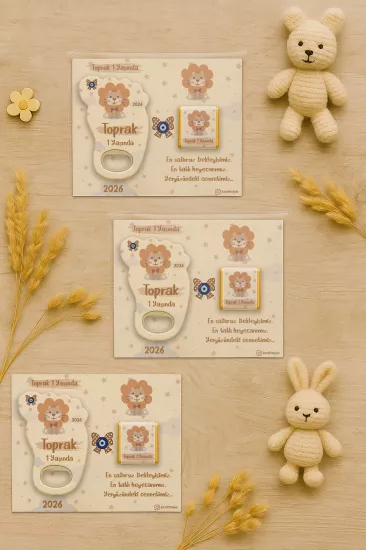 Yeni Doğan Bebek, Doğum Günü, Baby Shower, Diş Buğdayı Hediyesi Çikolatalı Ayak İzi Açacak Magnet