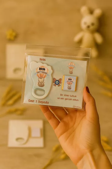 Yeni Doğan Bebek, Doğum Günü, Baby Shower, Diş Buğdayı Hediyesi Çikolatalı Ayak İzi Açacak Magnet