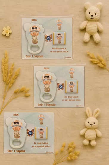 Yeni Doğan Bebek, Doğum Günü, Baby Shower, Diş Buğdayı Hediyesi Çikolatalı Ayak İzi Açacak Magnet