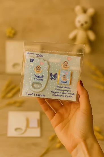 Yeni Doğan Bebek, Doğum Günü, Baby Shower, Diş Buğdayı Hediyesi Çikolatalı Ayak İzi Açacak Magnet