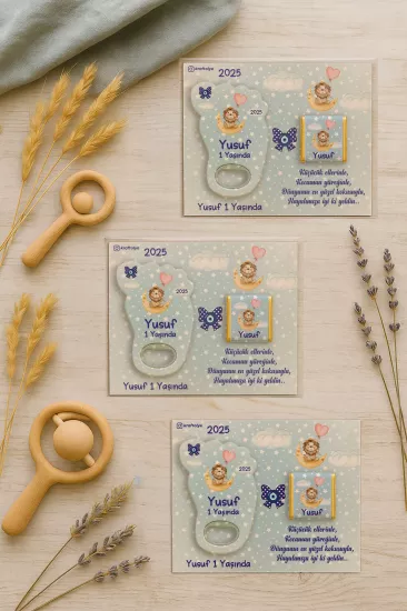 Yeni Doğan Bebek, Doğum Günü, Baby Shower, Diş Buğdayı Hediyesi Çikolatalı Ayak İzi Açacak Magnet