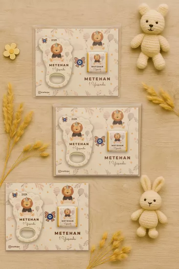 Yeni Doğan Bebek, Doğum Günü, Baby Shower, Diş Buğdayı Hediyesi Çikolatalı Ayak İzi Açacak Magnet
