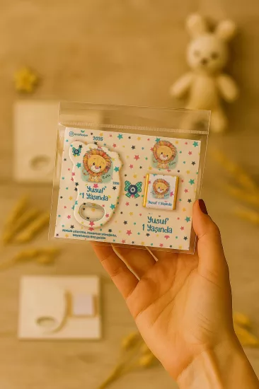 Yeni Doğan Bebek, Doğum Günü, Baby Shower, Diş Buğdayı Hediyesi Çikolatalı Ayak İzi Açacak Magnet