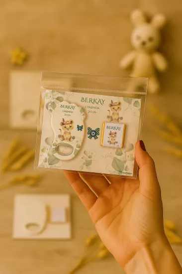Yeni Doğan Bebek, Doğum Günü, Baby Shower, Diş Buğdayı Hediyesi Çikolatalı Ayak İzi Açacak Magnet