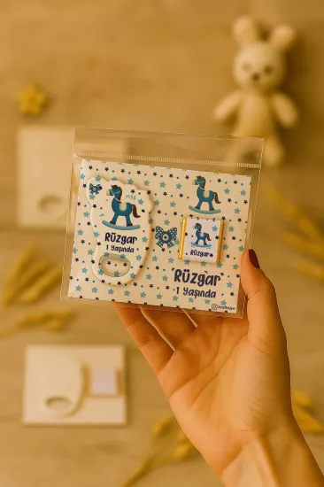 Yeni Doğan Bebek, Doğum Günü, Baby Shower, Diş Buğdayı Hediyesi Çikolatalı Ayak İzi Açacak Magnet