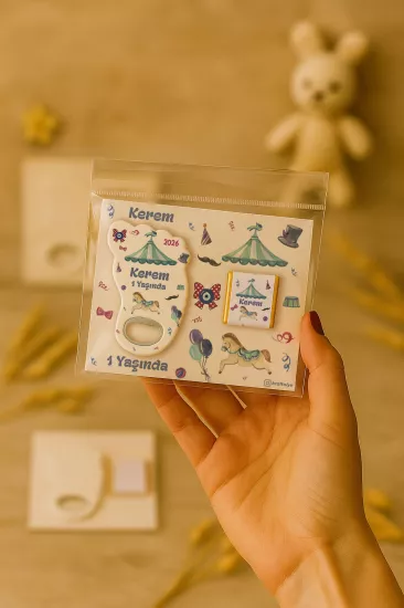 Yeni Doğan Bebek, Doğum Günü, Baby Shower, Diş Buğdayı Hediyesi Çikolatalı Ayak İzi Açacak Magnet