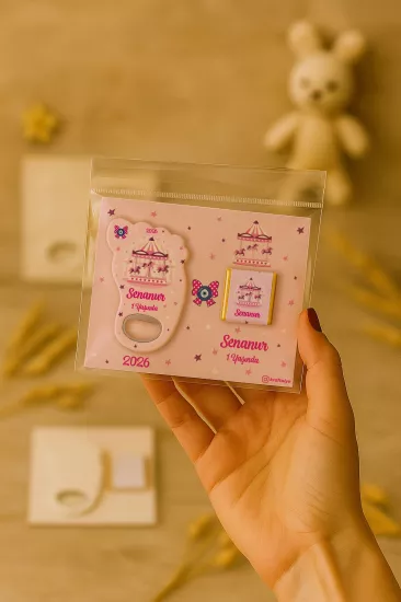 Yeni Doğan Bebek, Doğum Günü, Baby Shower, Diş Buğdayı Hediyesi Çikolatalı Ayak İzi Açacak Magnet