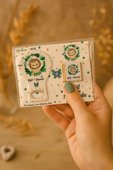 Çikolatalı Balon Açacak Magnet | Bebek Magnetleri