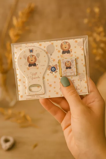 Çikolatalı Balon Açacak Magnet | Bebek Magnetleri