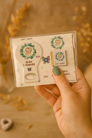 Çikolatalı Balon Açacak Magnet | Bebek Magnetleri