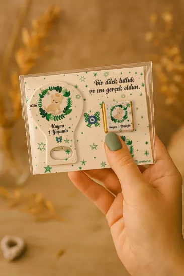 Çikolatalı Balon Açacak Magnet | Bebek Magnetleri