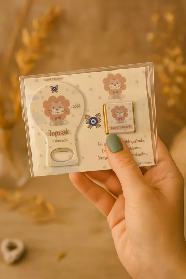 Çikolatalı Balon Açacak Magnet | Bebek Magnetleri