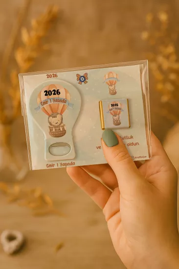 Çikolatalı Balon Açacak Magnet | Bebek Magnetleri