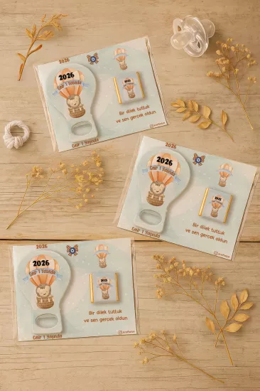 Çikolatalı Balon Açacak Magnet | Bebek Magnetleri