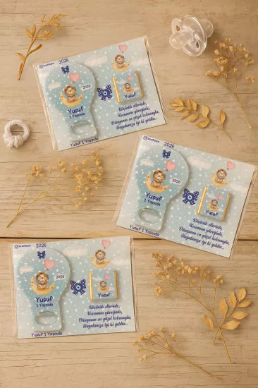 Çikolatalı Balon Açacak Magnet | Bebek Magnetleri