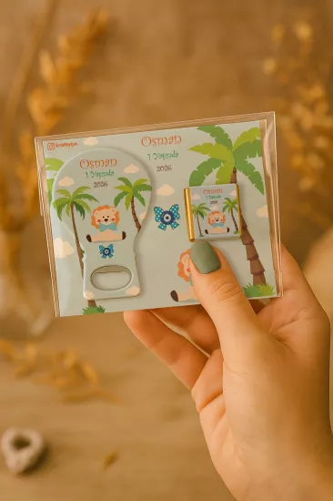 Çikolatalı Balon Açacak Magnet | Bebek Magnetleri