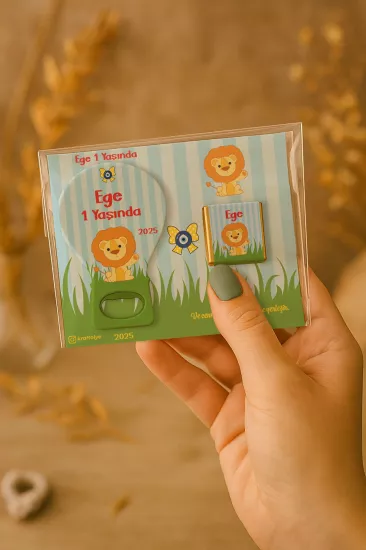 Çikolatalı Balon Açacak Magnet | Bebek Magnetleri