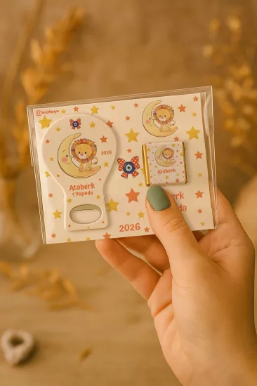 Çikolatalı Balon Açacak Magnet | Bebek Magnetleri