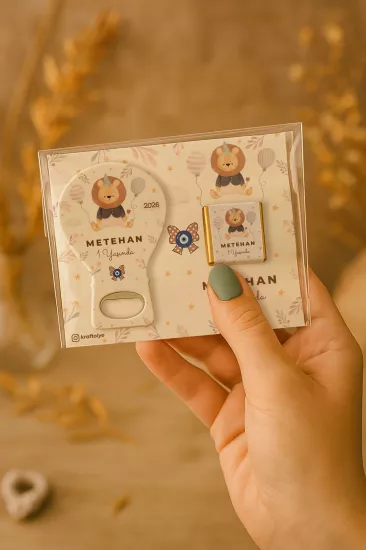 Çikolatalı Balon Açacak Magnet | Bebek Magnetleri