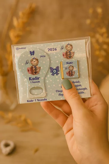 Çikolatalı Balon Açacak Magnet | Bebek Magnetleri