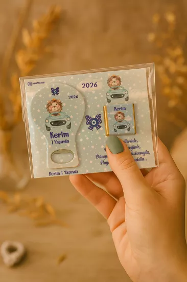 Çikolatalı Balon Açacak Magnet | Bebek Magnetleri