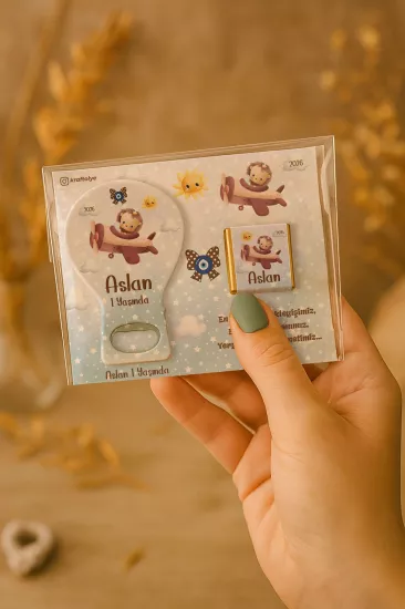 Çikolatalı Balon Açacak Magnet | Bebek Magnetleri