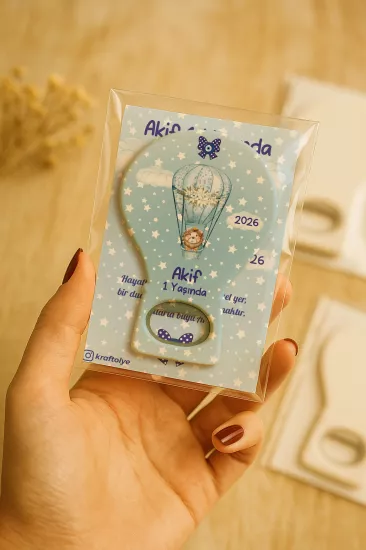 Jelatin Kartlı Bebek Hediyesi Balon Açacak Magnet | Baby Shower – Doğum Günü – Diş Buğdayı