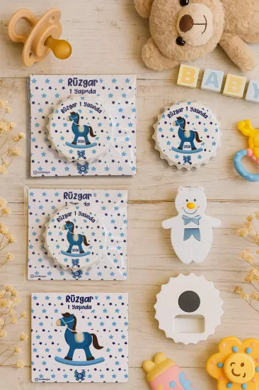 Kişiye Özel Kartlı Kapak Şekilli Açacak Magnet | Yeni Doğan & Özel Gün Hediyelikleri