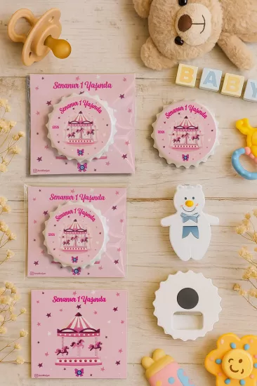 Kişiye Özel Kartlı Kapak Şekilli Açacak Magnet | Yeni Doğan & Özel Gün Hediyelikleri