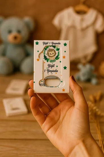 Kutulu 1 Yaş Açacak Magnet | Bebek, Doğum Günü & Baby Shower Hediyesi