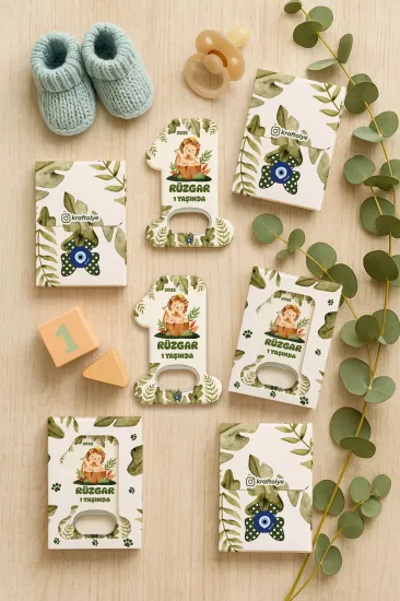 Kutulu 1 Yaş Açacak Magnet | Bebek, Doğum Günü & Baby Shower Hediyesi