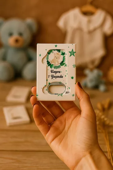 Kutulu 1 Yaş Açacak Magnet | Bebek, Doğum Günü & Baby Shower Hediyesi
