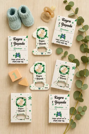 Kutulu 1 Yaş Açacak Magnet | Bebek, Doğum Günü & Baby Shower Hediyesi