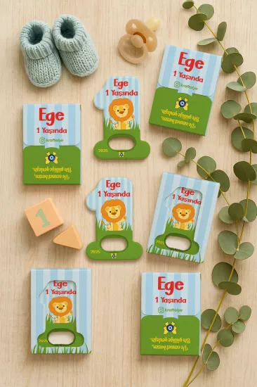 Kutulu 1 Yaş Açacak Magnet | Bebek, Doğum Günü & Baby Shower Hediyesi