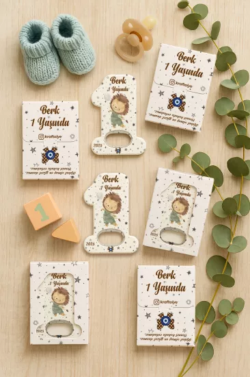 Kutulu 1 Yaş Açacak Magnet | Bebek, Doğum Günü & Baby Shower Hediyesi