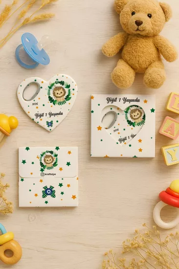 Yeni Doğan, Baby Shower ve Doğum Günü Kutulu Kalp Açacak Magnet