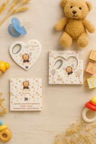 Yeni Doğan, Baby Shower ve Doğum Günü Kutulu Kalp Açacak Magnet