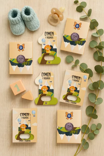 Mühürlü Kutulu 1 Yaş Açacak Magnet | Kişiye Özel Bebek Hediyesi