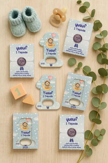 Mühürlü Kutulu 1 Yaş Açacak Magnet | Kişiye Özel Bebek Hediyesi