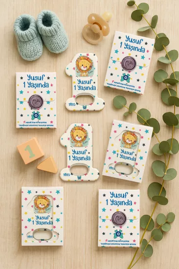 Mühürlü Kutulu 1 Yaş Açacak Magnet | Kişiye Özel Bebek Hediyesi