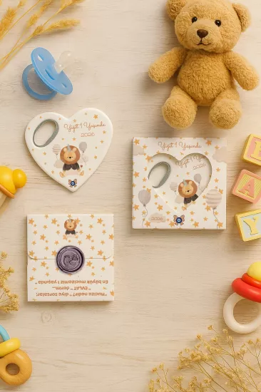 Mühürlü Kutulu Kalp Açacak Magnet | Baby Shower, Yeni Doğan ve Özel Gün Hediyesi
