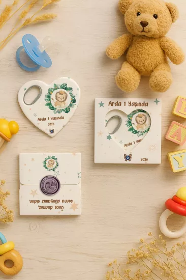 Mühürlü Kutulu Kalp Açacak Magnet | Baby Shower, Yeni Doğan ve Özel Gün Hediyesi