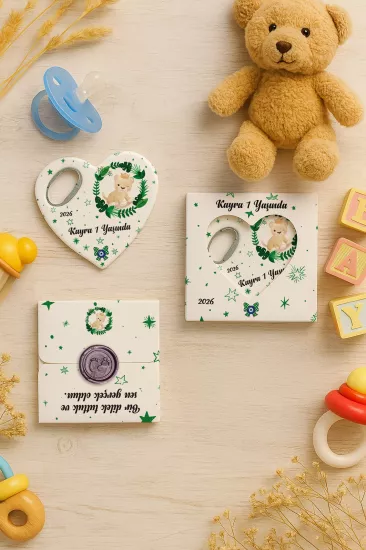 Mühürlü Kutulu Kalp Açacak Magnet | Baby Shower, Yeni Doğan ve Özel Gün Hediyesi