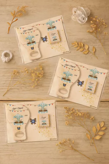 Çikolatalı Balon Açacak Magnet | Bebek Magnetleri